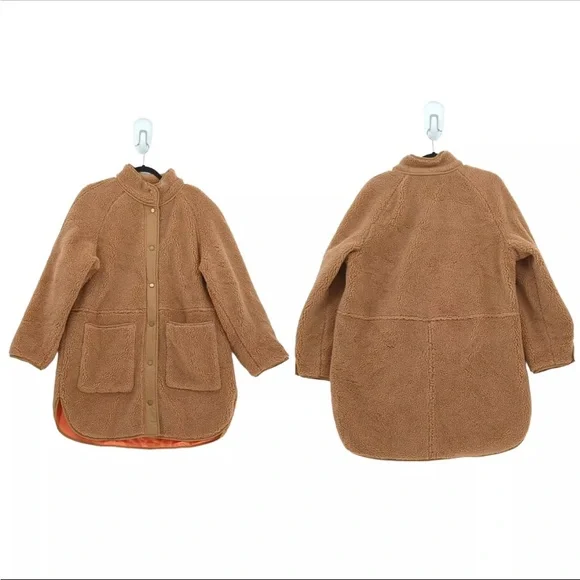 Veronica Beard Women's XL Sullie Teddy Brown Coat Sherpa High Pile Fleece